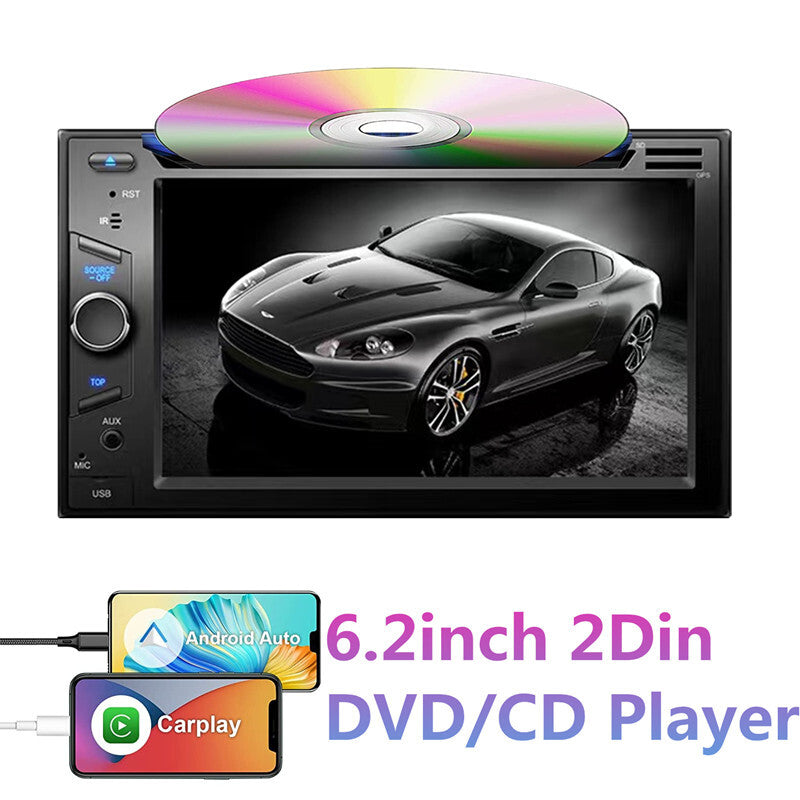 6.2in Car FM Monitor DVD CD Multimedia Video Play For Carplay Radio Stereo Navi
