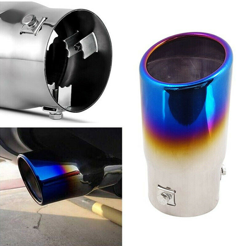 Blue Car Stainless Steel Pipe Muffler Tail Tip Modified Round Exhaust Tailpipe