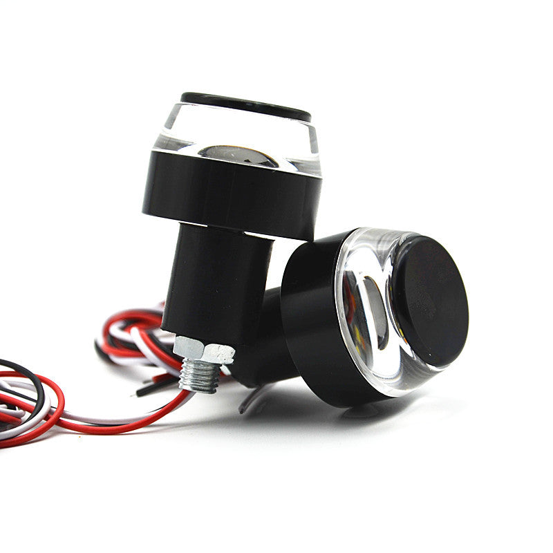 Amber White Turn Signal Light Grip Bar Plug Strobe Side Marker End LED Handlebar