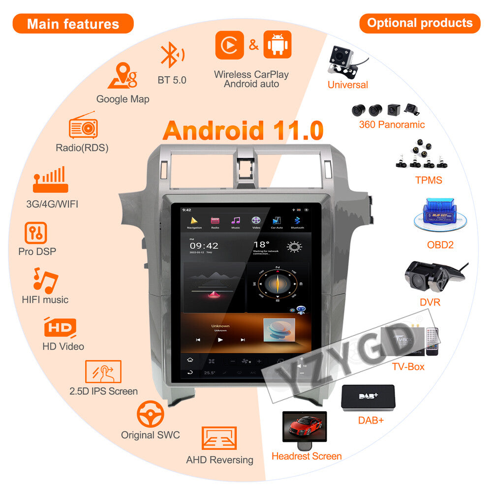 for Lexus GX GX400 GX460 2010-2016 Carplay Car Radio Stereo Receiver Screen 2Din