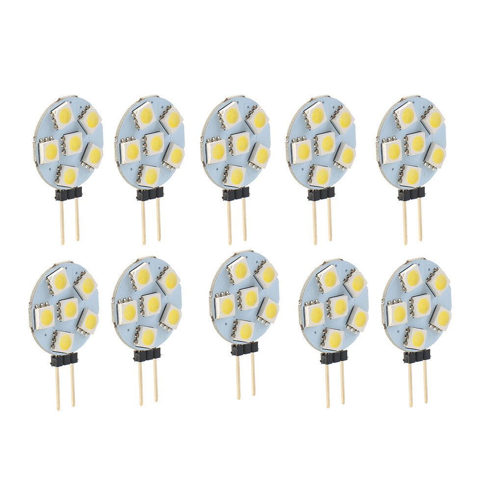 DC12V G4 Super Bright Flat White Light 5050 SMD 6 LED Bulb Lamp Fit Car 10PCS