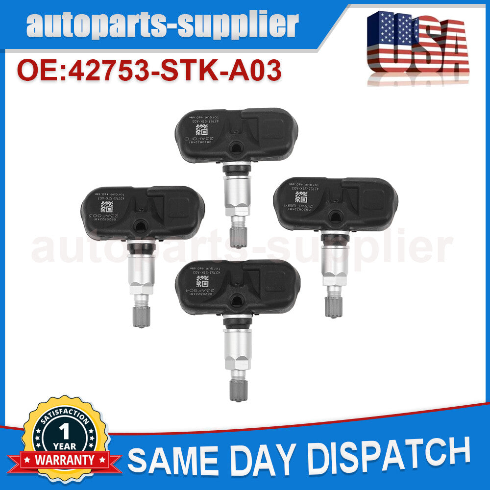 4-piece TPMS tire pressure sensor kit 42753-STK-A04 for Honda Pilot, for Acura for RDX , TSX