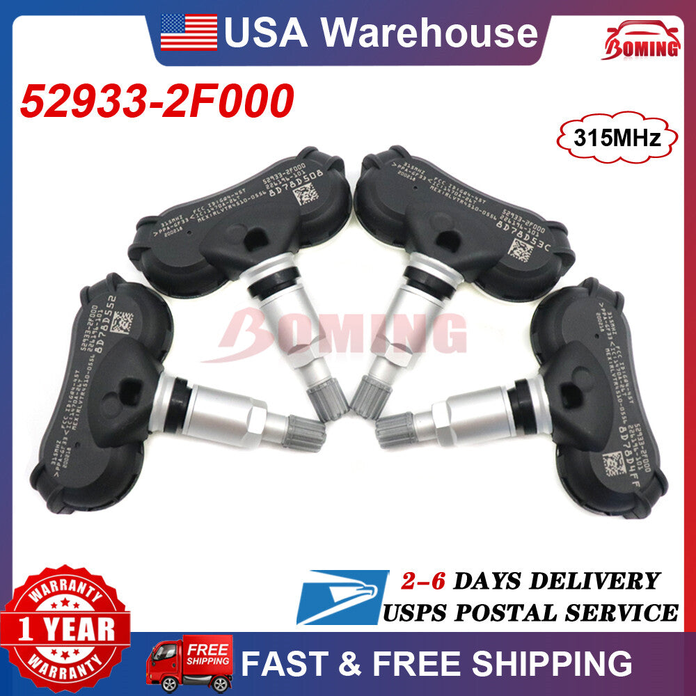 4-pack of new TPMS tire pressure sensors 52933-2F000 for Hyundai for Tucson and for Kia Rio 315MHz