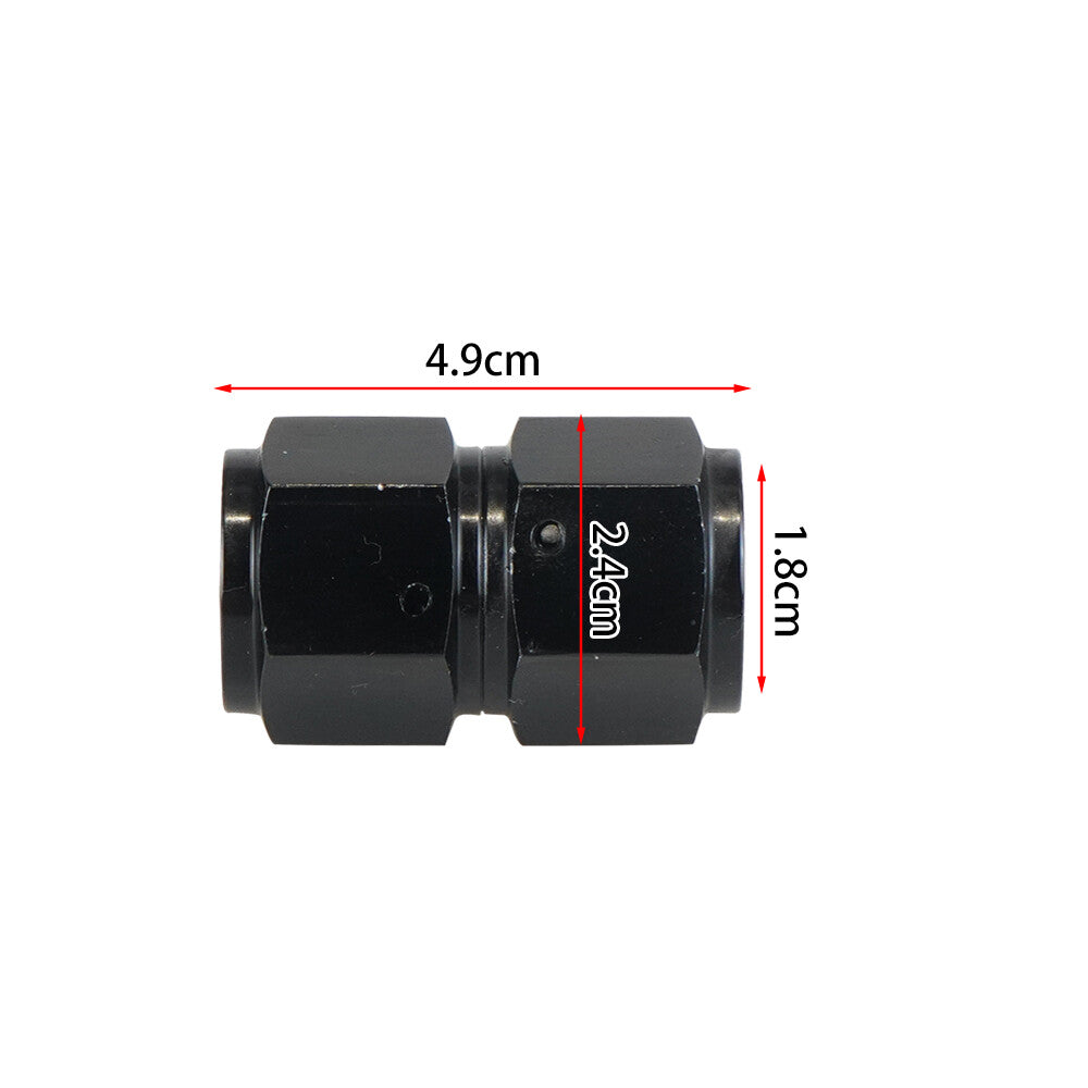 8AN to 8AN Female Straight Swivel Coupler Union Fitting Adapter Aluminum Black