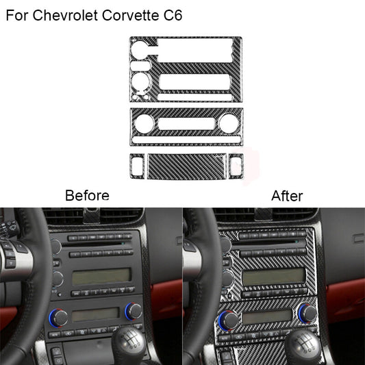 5Pc Carbon Fiber Center Control Panel Cover Trim TypeC for Chevrolet for Corvette C6