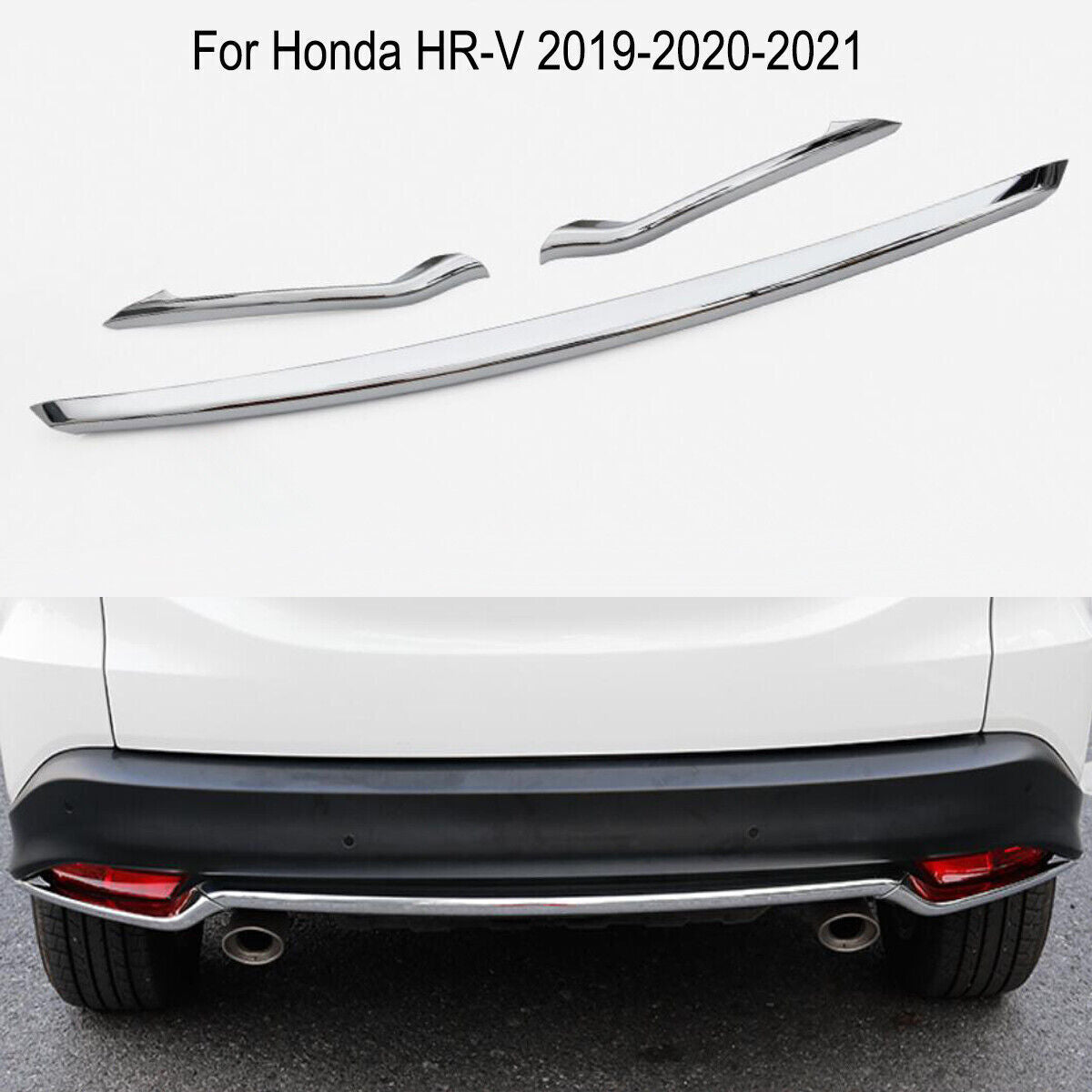 Chrome Rear Bumper Strip Protector Bottom Cover Trim for Honda HRV HR-V 19-2020