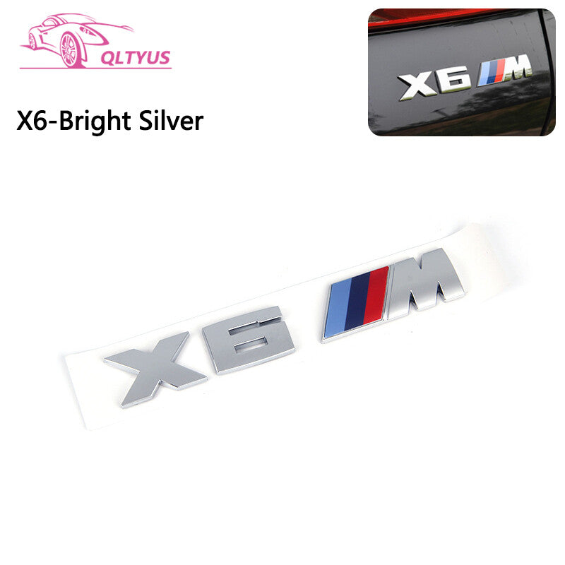 for BMW Silver Trunk Emblem X6 M Small Lettering Decal Badge Set