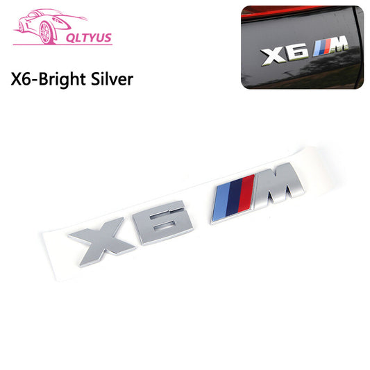 for BMW Silver Trunk Emblem X6 M Small Lettering Decal Badge Set