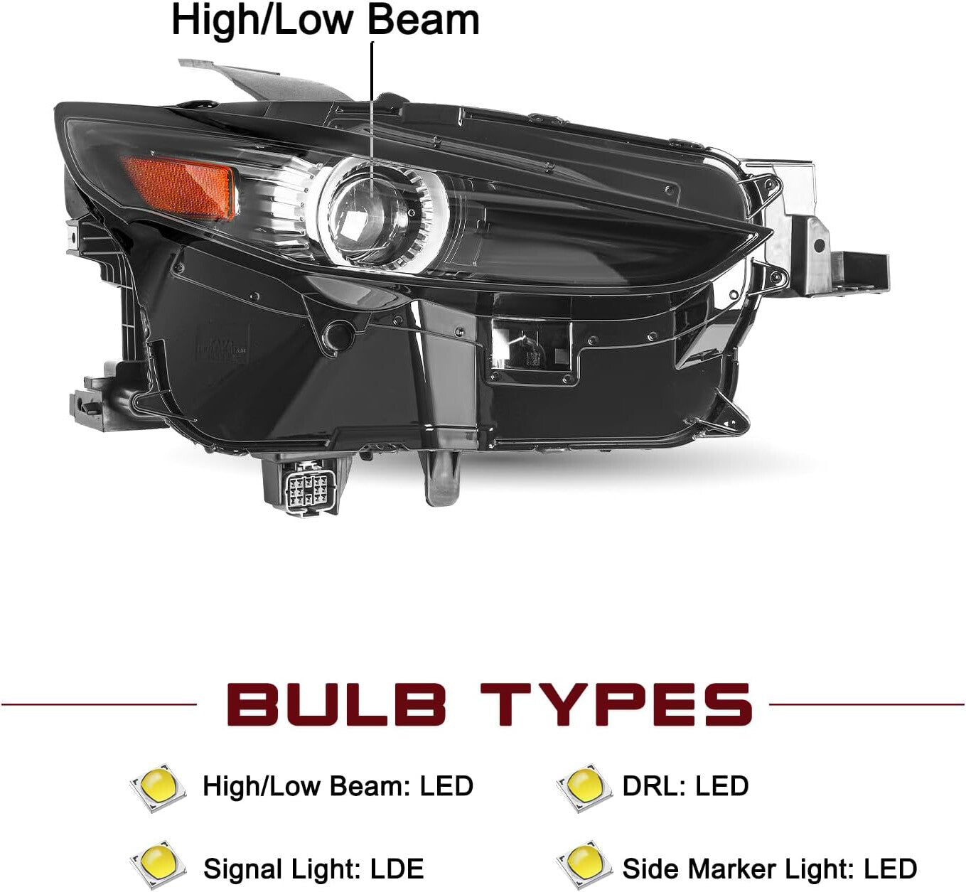 Right Passenger Side LED Headlight Assy w/AFS DGJ151030 For 2020-25 for MAZDA CX-30
