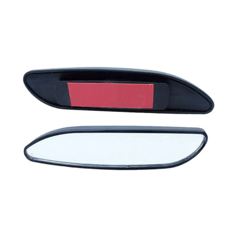 2Pc Black Plastic Shell Glass Blind Spot Rectangular Wide Angle Rear View Mirror