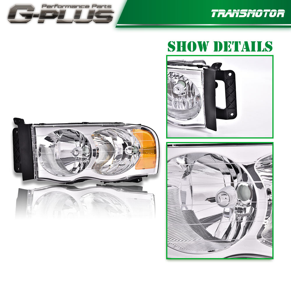 Amber/chrome headlights and fog lights are suitable for 2002-2005 for Dodge for Ram 1500 2500 3500 models.