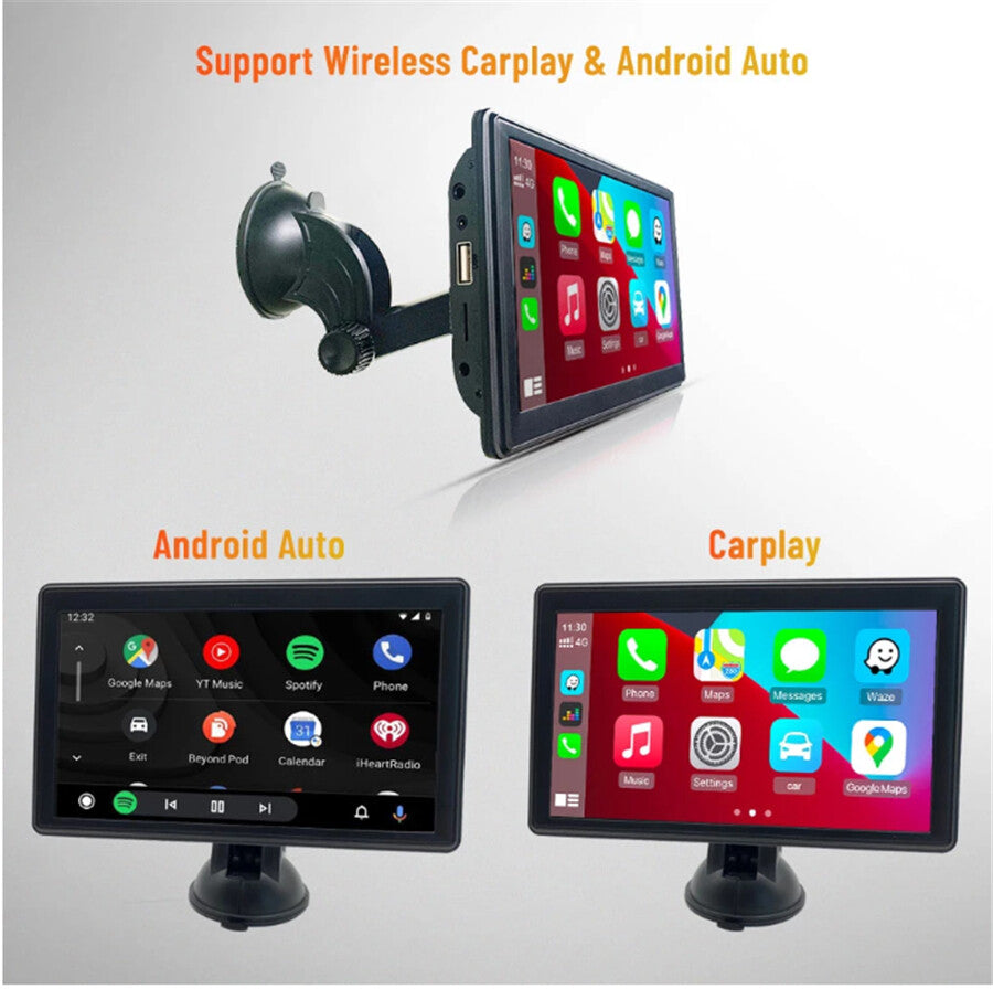 7in Touch Screen Monitor Wireless Carplay Android Auto Portable Car MP5 Player