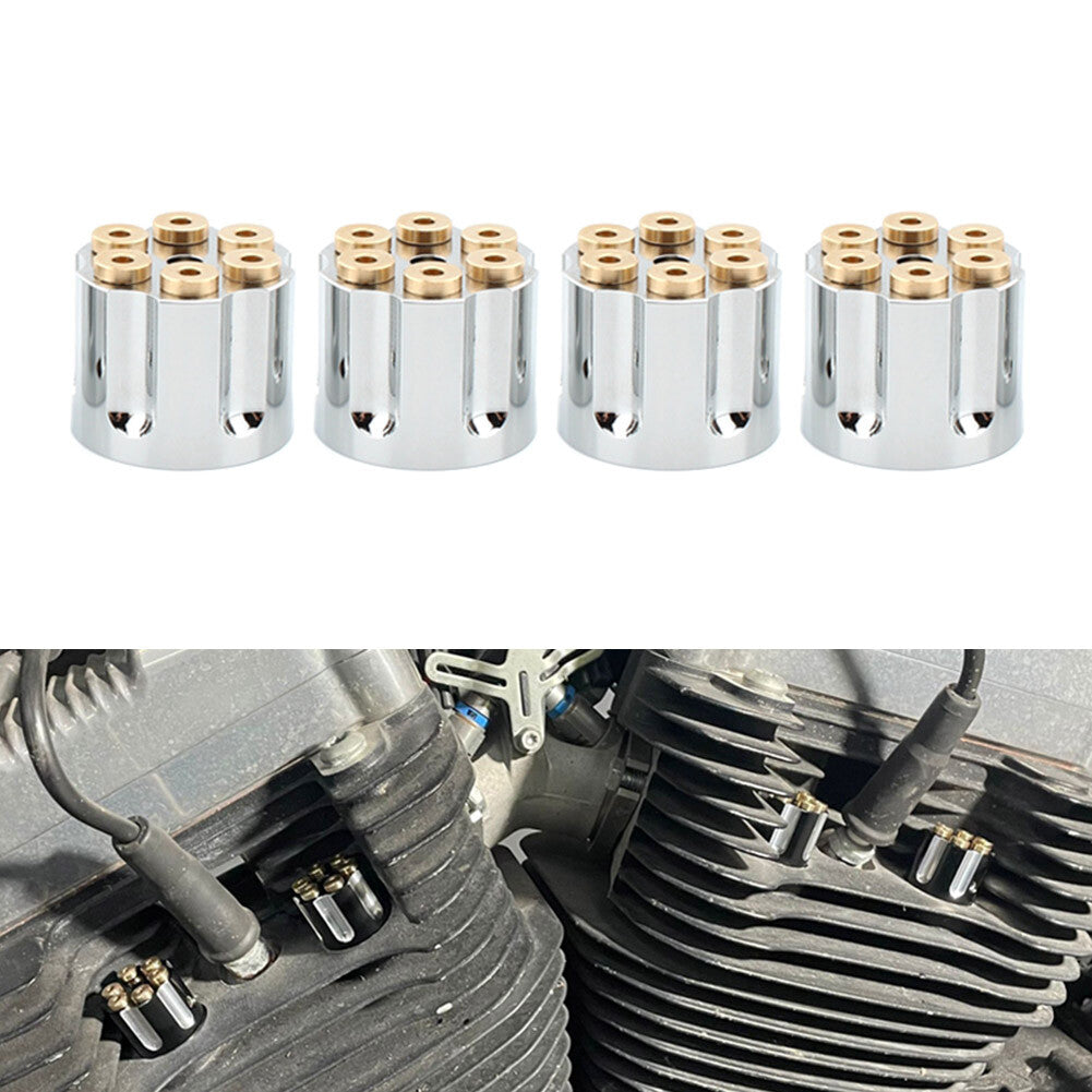 Spark Plug Screw Nut Head Bolt Engine Cover Cap Chrome for Harley Twin Cam 1999+
