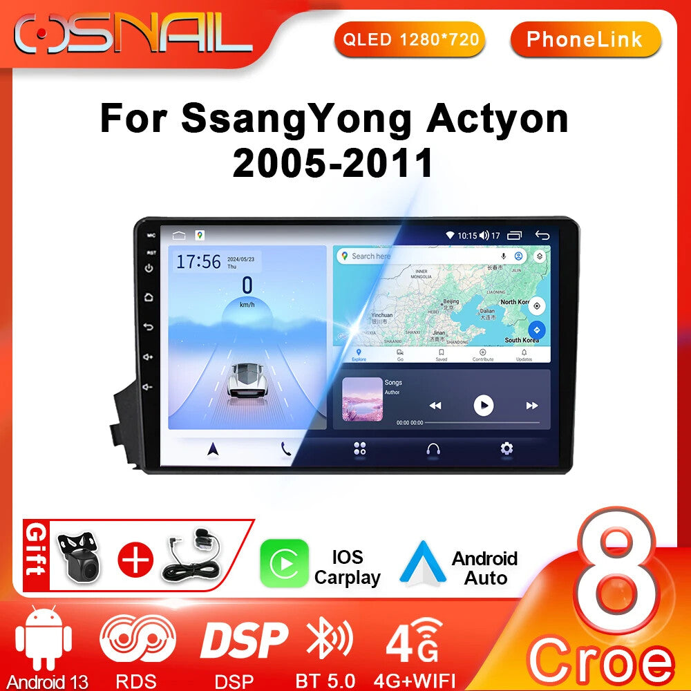 for Ssangyong Kyron/Actyon CarPlay Car Radio GPS Stereo Multimedia Player Screen