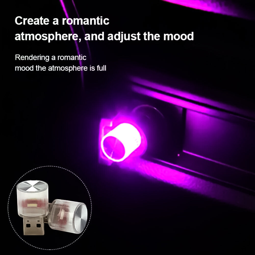 2Pcs x 7 Color Car Interior Accessories for Mini LED USB Light Neon Atmosphere Parts