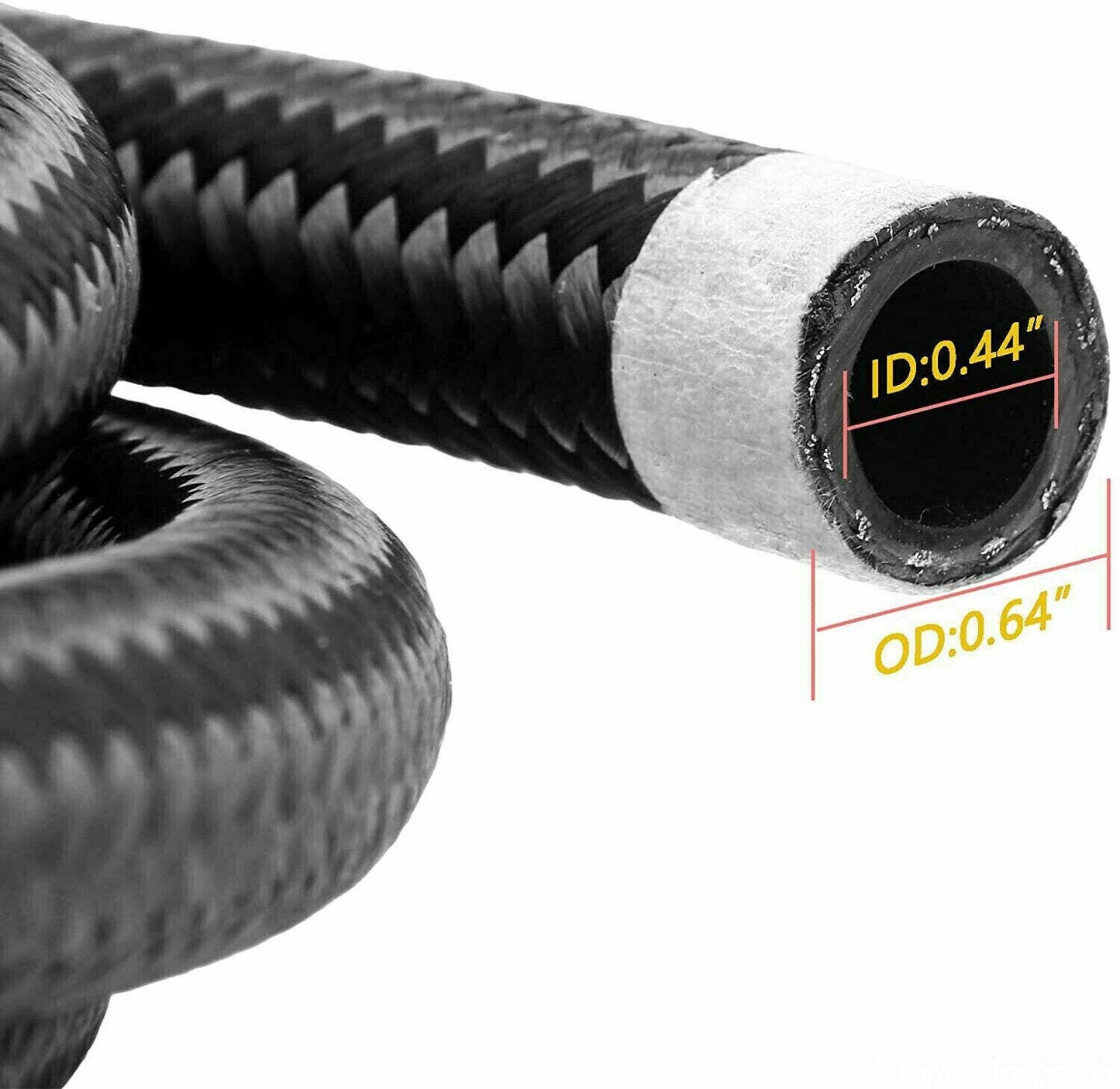 20ft 8AN Black Nylon And Stainless Steel Braided Fuel Oil Hose Fuel Line
