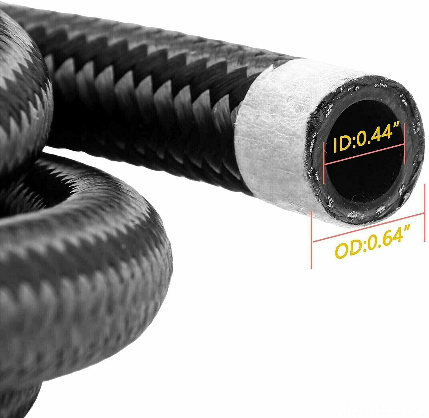 20ft 8AN Black Nylon And Stainless Steel Braided Fuel Oil Hose Fuel Line