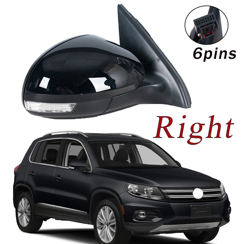 Right Black Wing Door Side Mirror Assembly 6Pins for VW for Tiguan 2009-2016