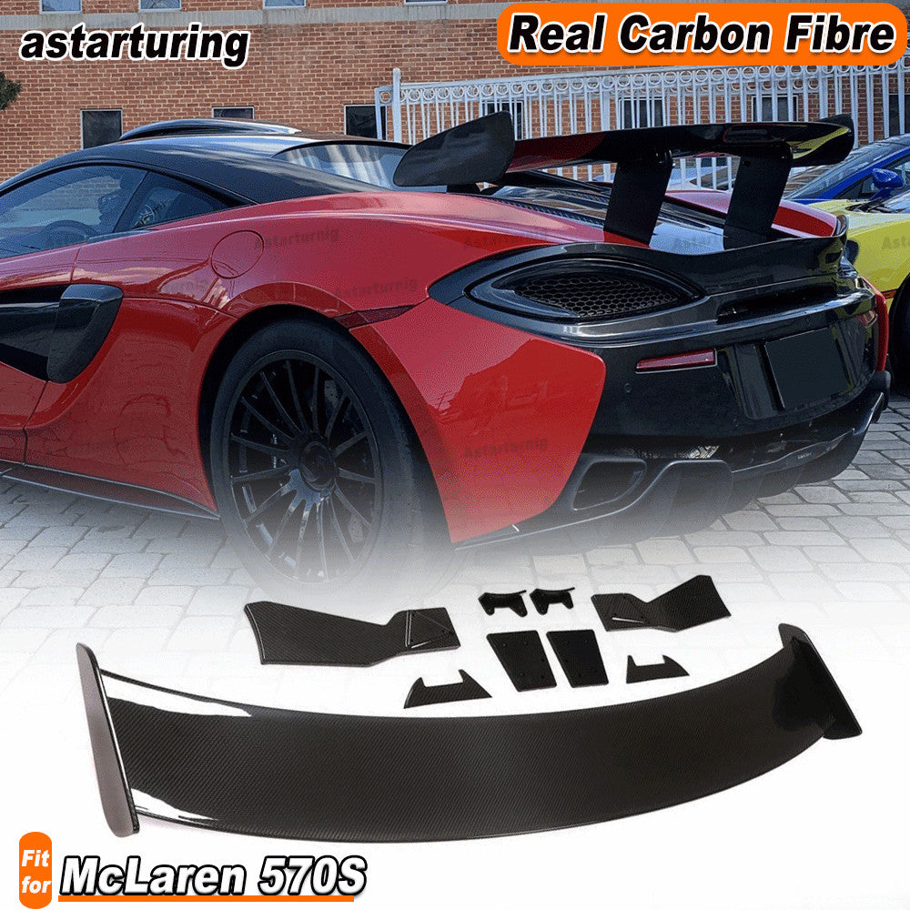 REAL CARBON Rear Trunk Spoiler Sport Wing Fit for McLaren 570S 2-Door 2015-2019