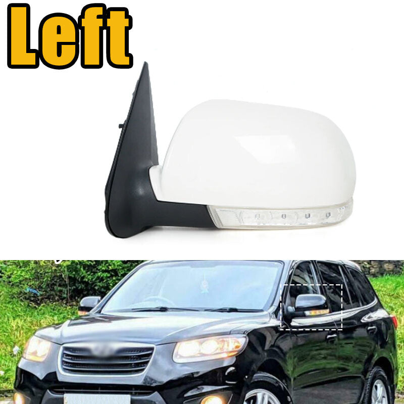Left Rearview Mirror for Hyundai Santa Fe 2.4L 2.7L 07-12 8PINS With Lamp White