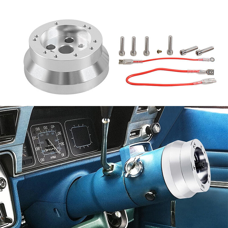 5 6 Hole Steering Wheel Polished Short Hub Adapter, Ididit, GM, for Chevy B