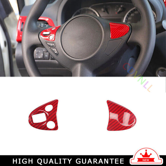 Steering Wheel Button Frame Trim Fit for Nissan Sentra 2016-19 Red Carbon Fiber