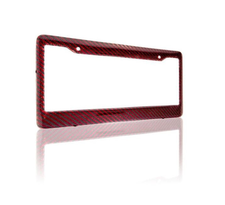 Car license plate frame cover trunk red carbon fiber suitable for Mitsubishi