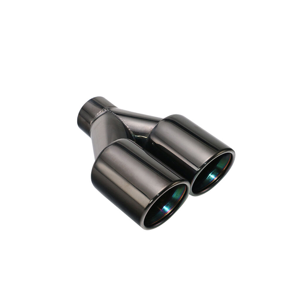 Pair 2.5'' ID 3.5'' OD Exhaust Pipe Tips Universal Stainless Black Slant Tips