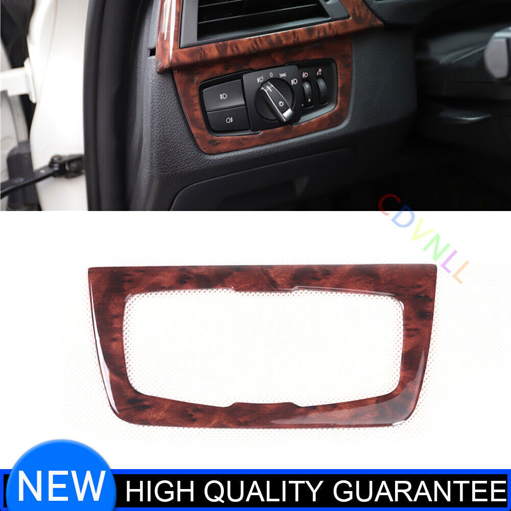 for BMW 3 Series 2014-2018 Wood Grain Headlight Control Button Frame Cover Trim