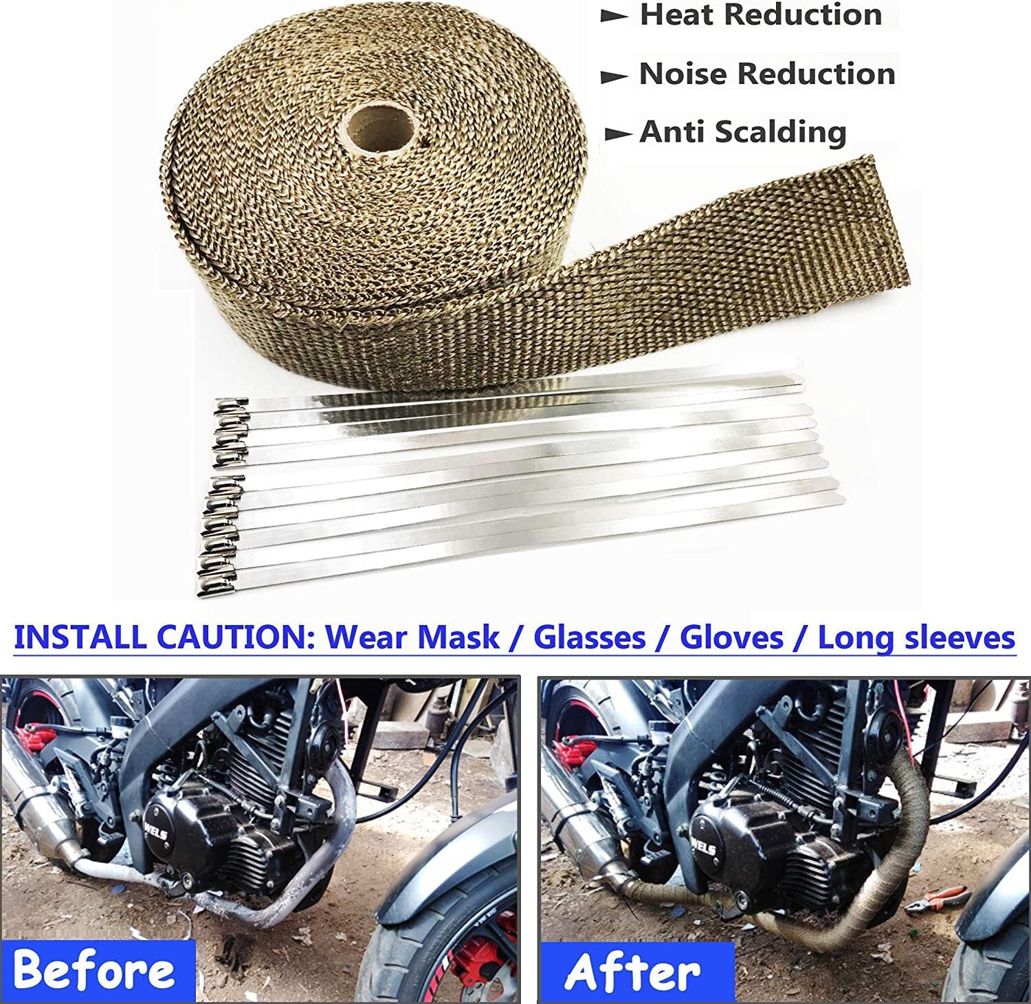 2-inch x 50-foot titanium fiber exhaust heat shield packaging tape heat insulation joint packaging