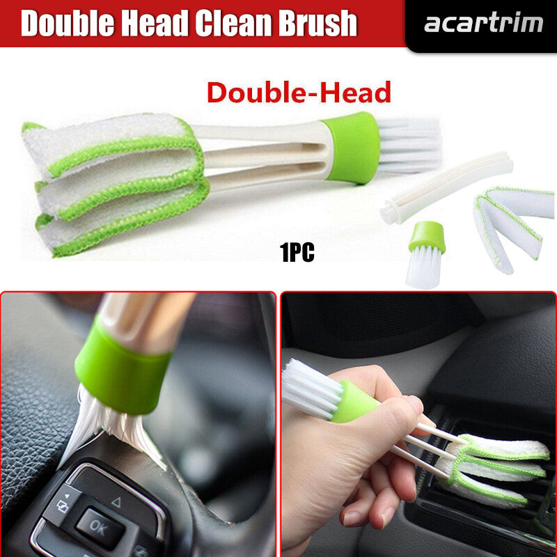 Car Indoor Double-Head Clean Brush Air-condition Outlet Window Care Cleaning