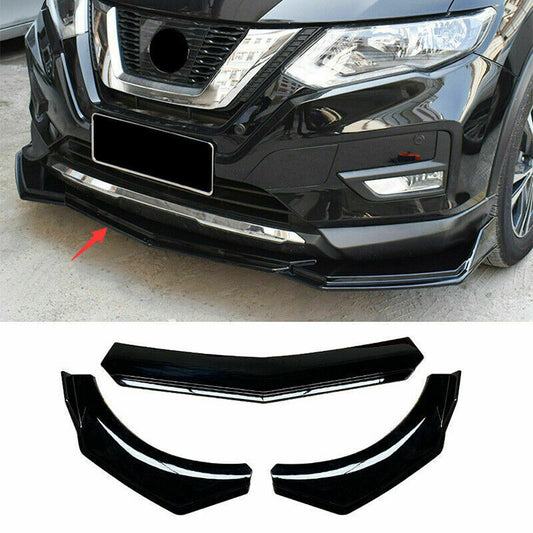 3P for Nissan Rogue 2017-2020 Piano Black Front Bumper Lip Spoiler Guard Refit