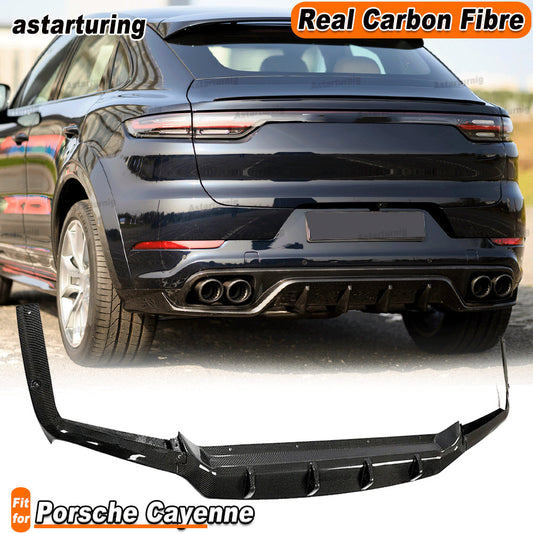 REAL CARBON Rear Bumper Diffuser Lip Spoiler Fit for Porsche for Cayenne 2018-2021