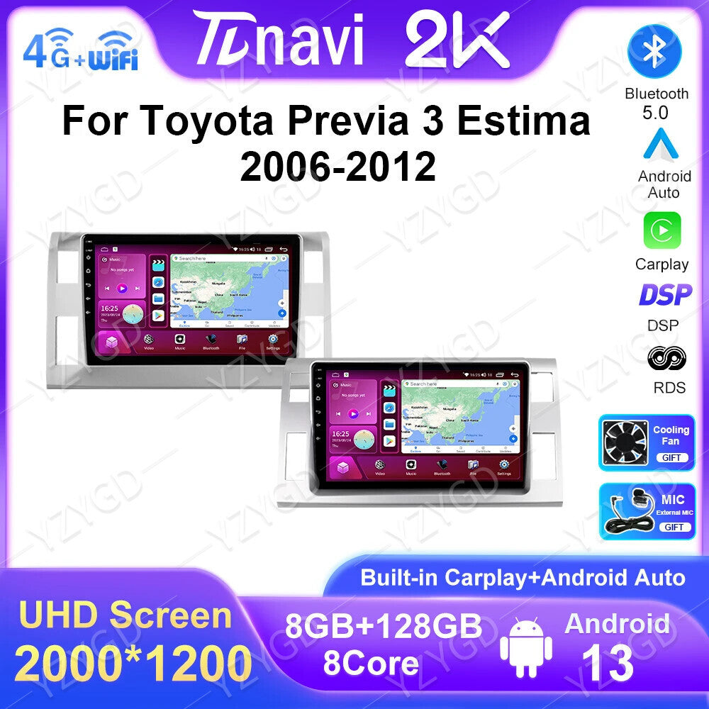 Android CarPlay Car Radio for Toyota Previa 3 XR50 Estima 2006-2012 GPS Player
