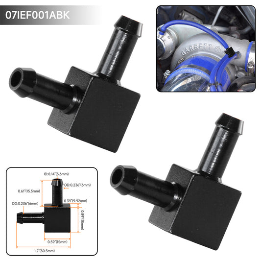 2pcs Aluminum 2 Way Tubing Tee Vacuum Connector Water Air Pipe Joiner Black