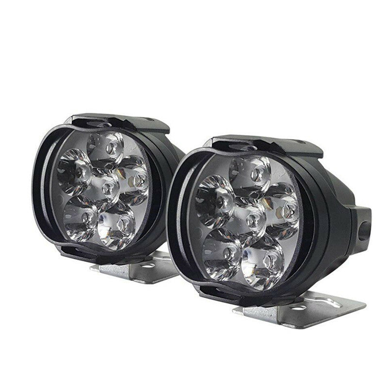 2Pcs Motorcycle Waterproof 6Led Headlight Lamp White Bright Working Spot Light