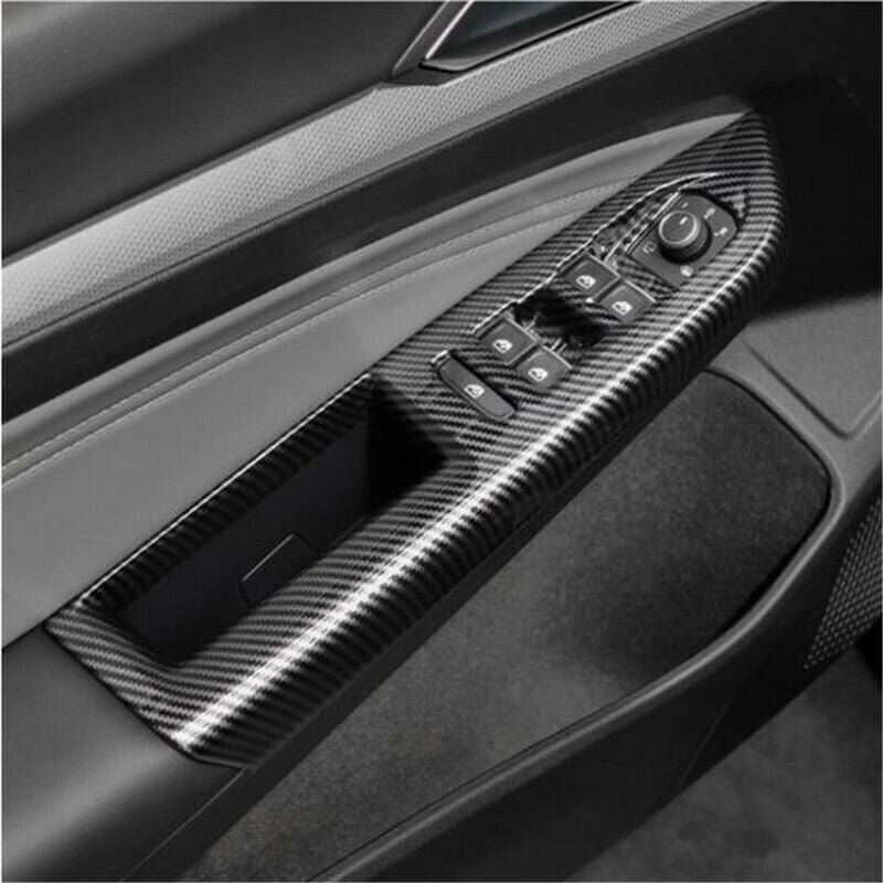 Carbon Fiber Door Window Lift Switch Panel Cover Trim for VW for GOLF 8 MK8 2020-21