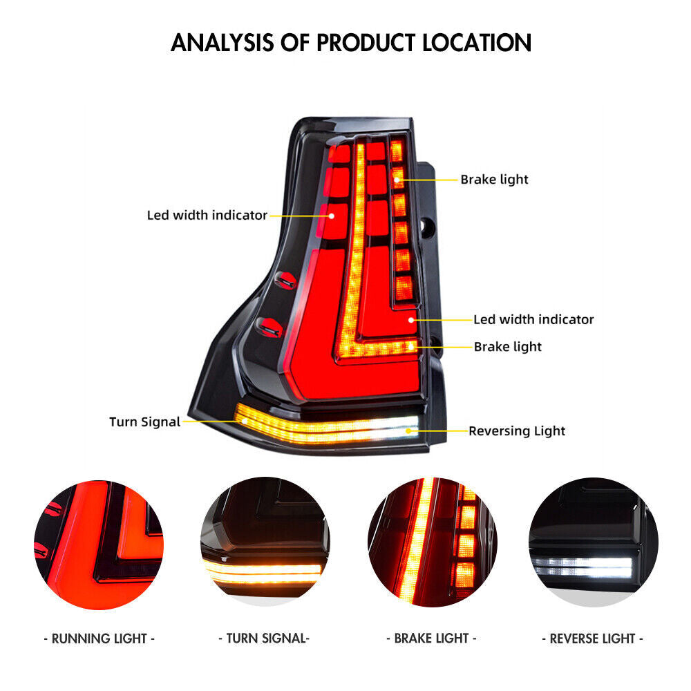 LED Tail Lights Rear Lamps for Toyota for Land Cruiser Prado/ for Lexus GX460 2010-2021
