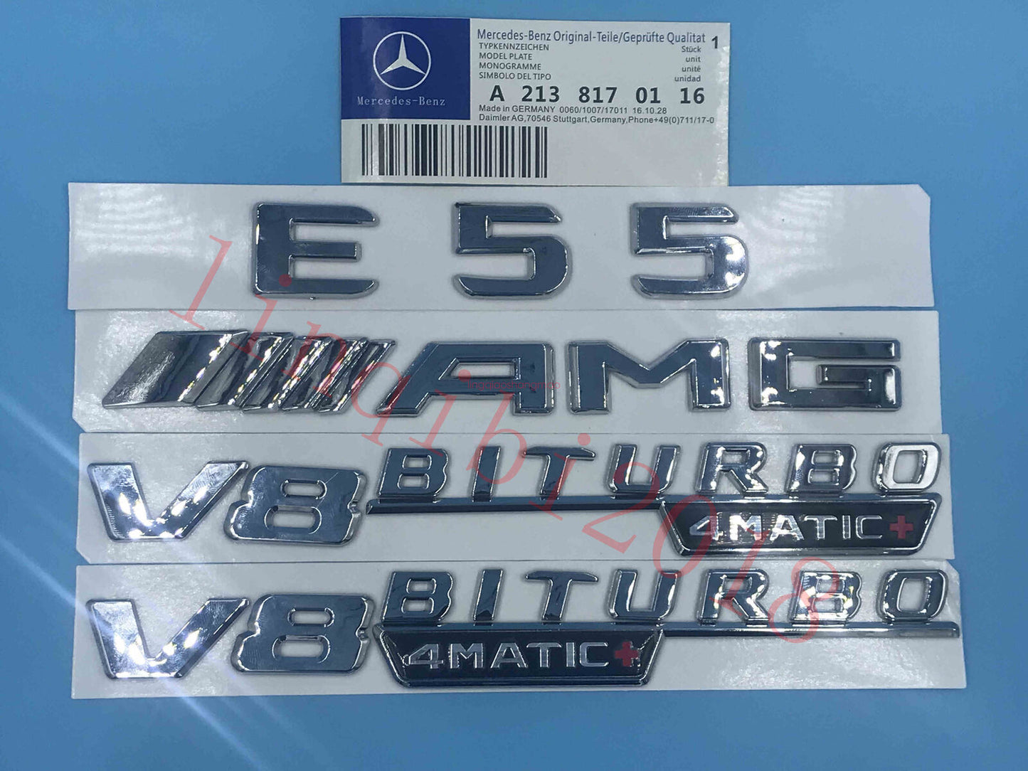 Flat  E55 AMG V8 BITURBO  Letters Trunk Embl Badge Sticker for AMG