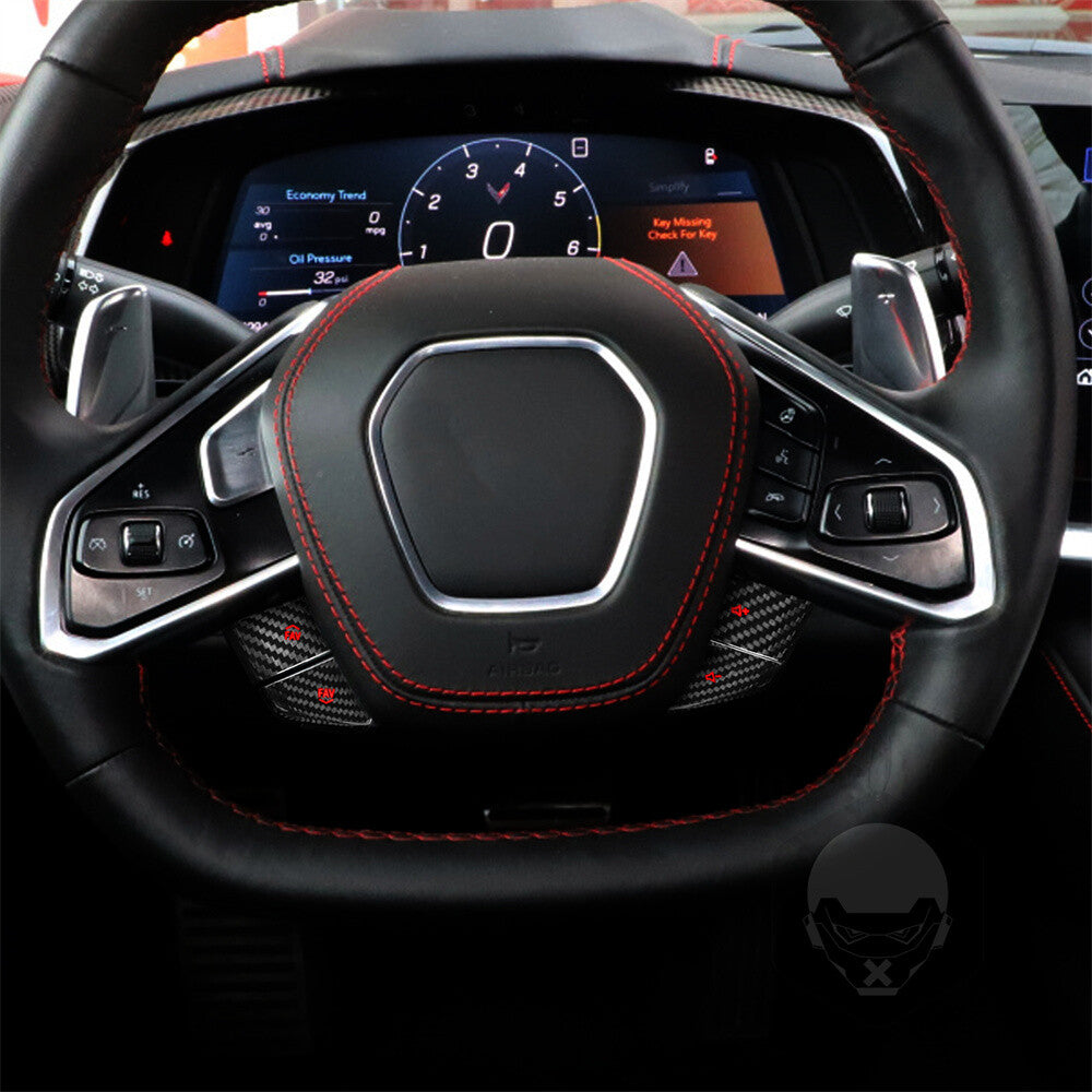 for Chevrolet for Corvette C8 2020+ Carbon Fiber Steering Wheel Volume Button Trim¡Á4