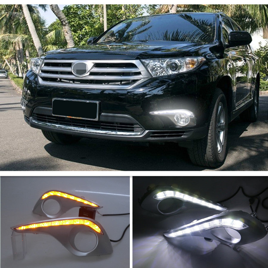 2PCS DRL LED Daytime Running Light Bumper Fog Lamp for Toyota Highlander 2011-13