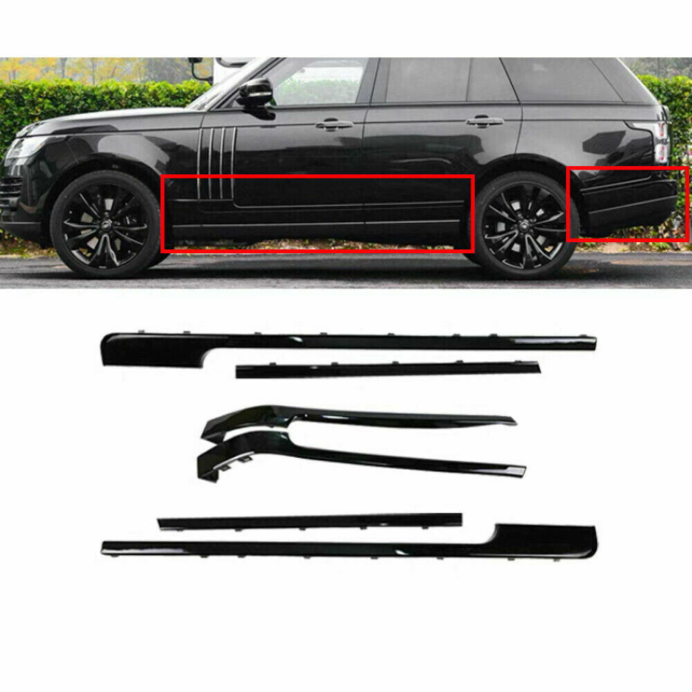 for Range Rover L405 13-21 Piano black Exterior Door Side Molding Trim Strip Kit