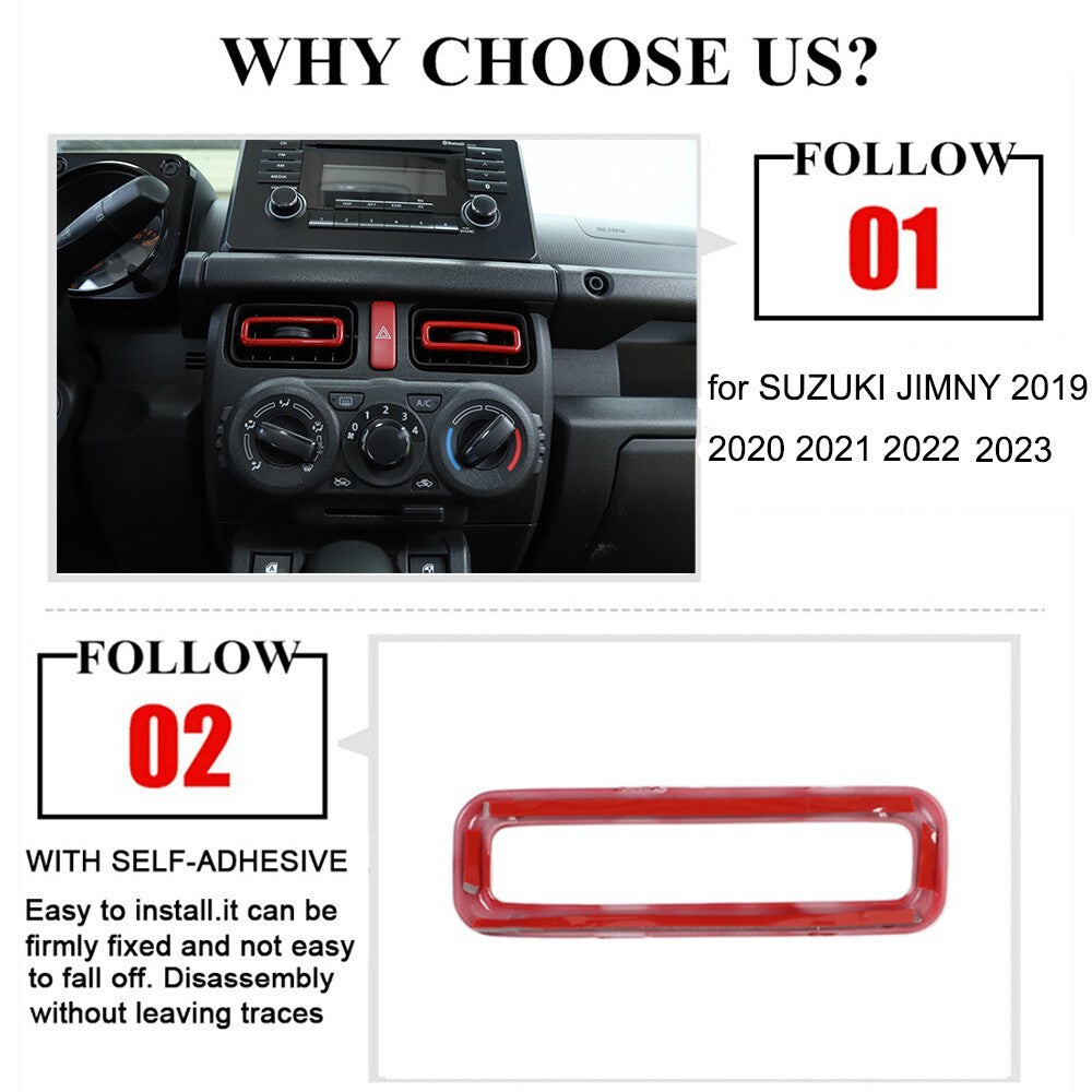Red Central Air Conditioner Vent Outlet Cover Trim for Suzuki for Jimny 2019-2023