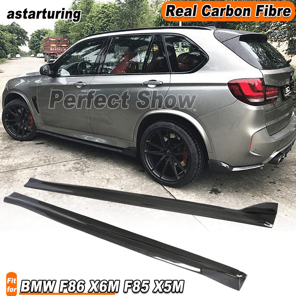 Fit for BMW F85 X5M F86 X6M 2015-18 REAL Carbon Side Skirt Extension Bumper Lip