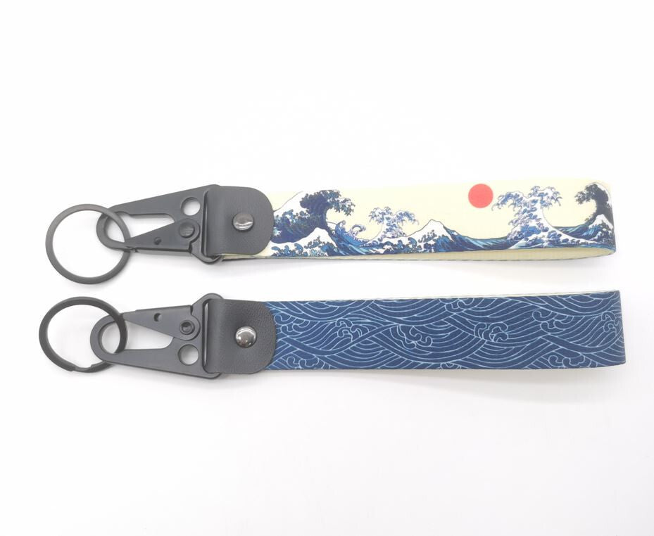 Car keychain, key ring, badge, lanyard, neck strap for the worst red for Mitsubishi