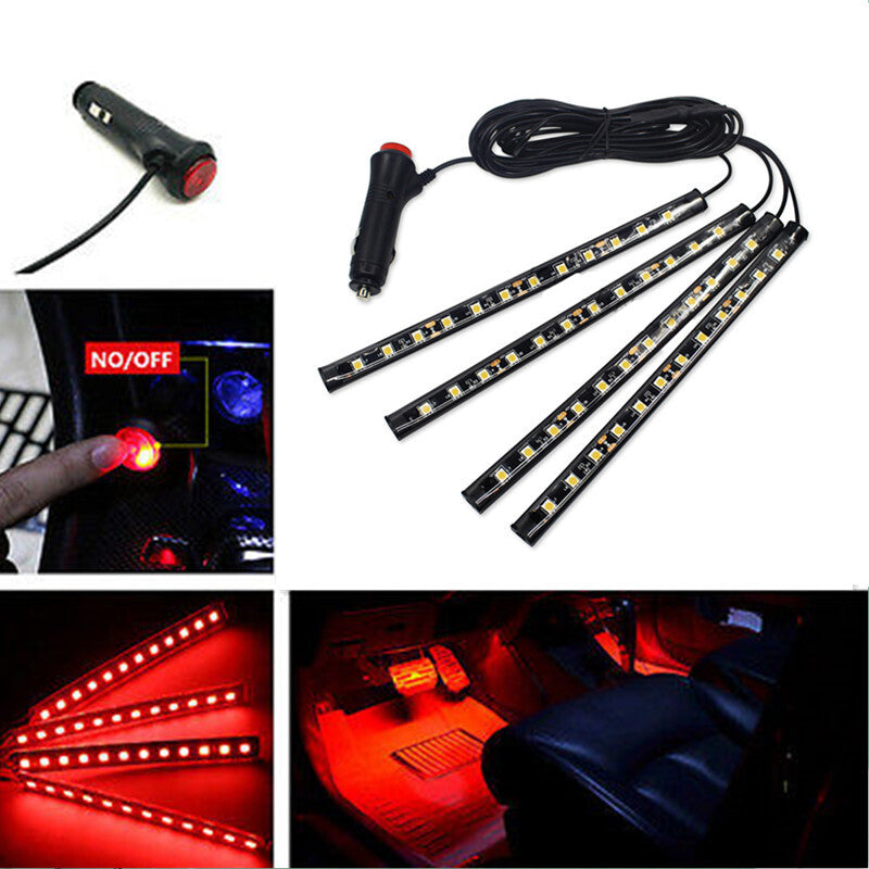 Car Suv Red 12 LED Footwell Interior Floor Decorative Atmosphere Light Neon Lamp
