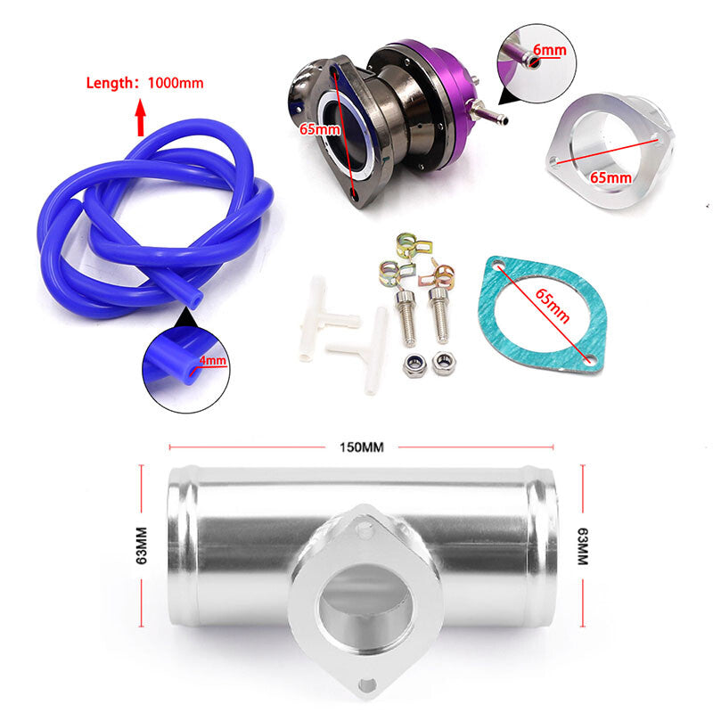 Billet Aluminum Type-RS Turbo Blow Off Valve Bov + 2.5 Flange Tube Pipe Purple