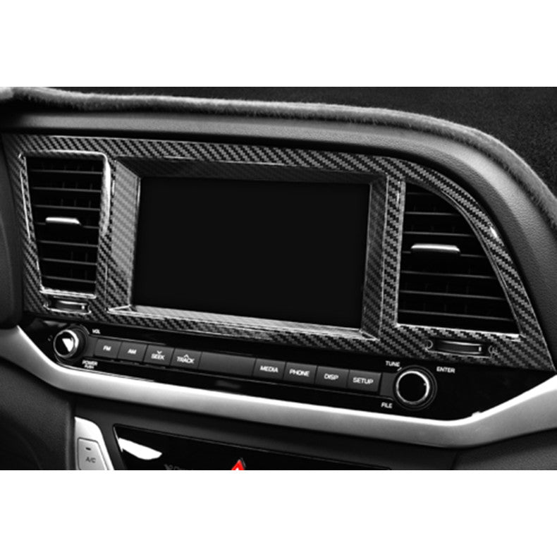 for Hyundai for Elantra 2017-2018 Carbon Fiber Central Console Navigation Frame Trim