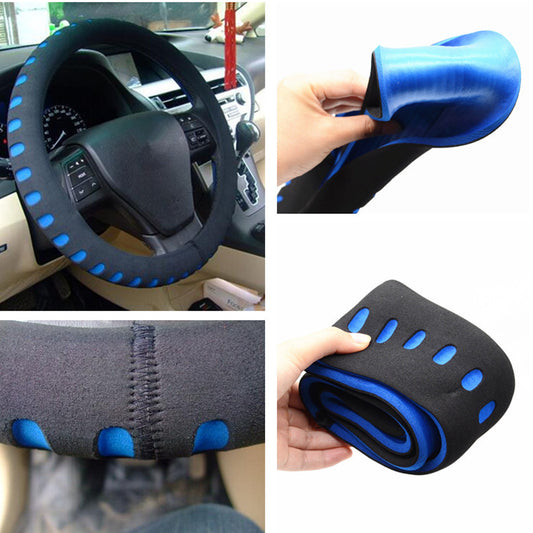 EVA Bubble Cotton 38cm Black Blue Car Steering Wheel Cover Sport Comfort Grip