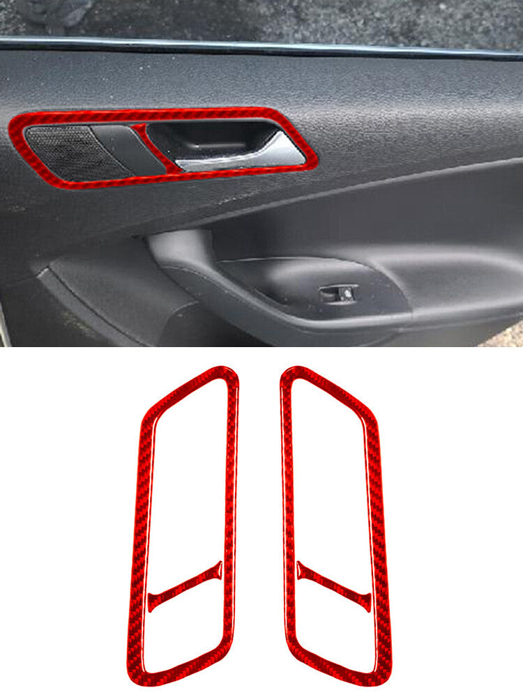 4Pcs/Set Rear Door Controller Trim Cover Carbon Fiber for VW for Passat 2006-11 Red